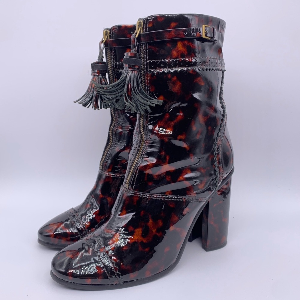 Tory Burch Huxley Tortoise Tassels Front Zipper Ankle Booties | Size: 9.5M - Picture 6 of 16